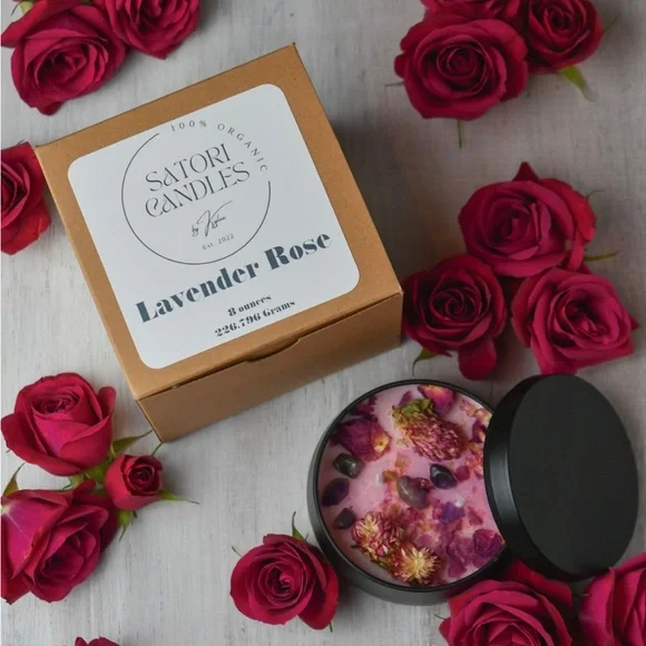 LavenderRose Quartz Crystal Candle Organic - Picture 3 of 11